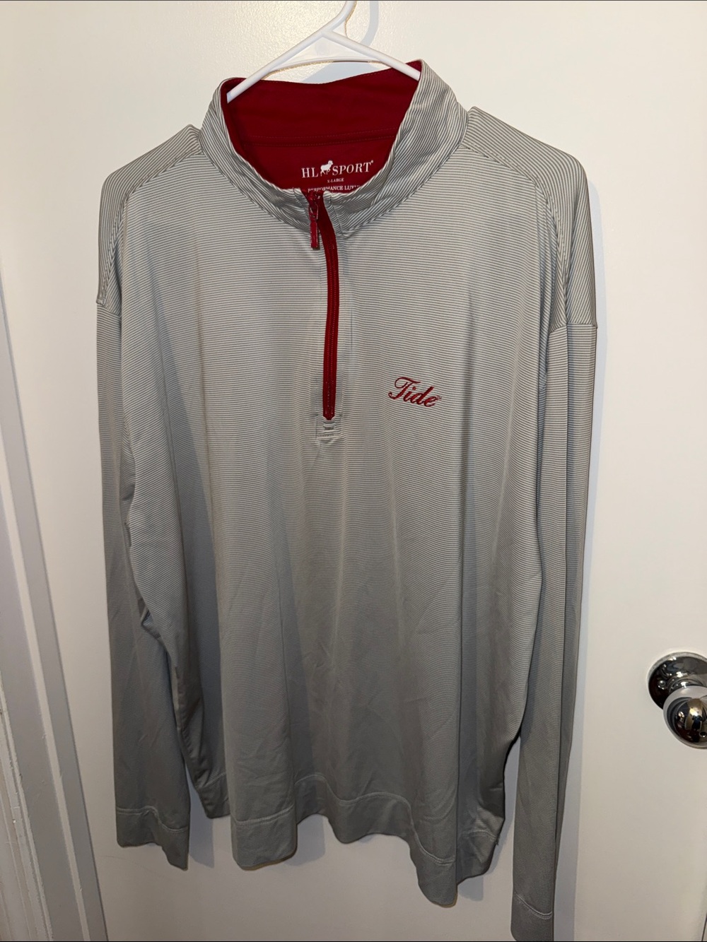 Men's Alabama Tide Light Gray Quarter-Zip Pullover with Crimson Trim